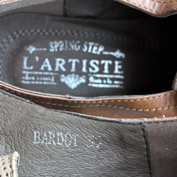Lartiste Bardot Shoes 8 / 39 Brown Leather Multicolor Derby Oxford Heels $160 - Picture 9 of 13